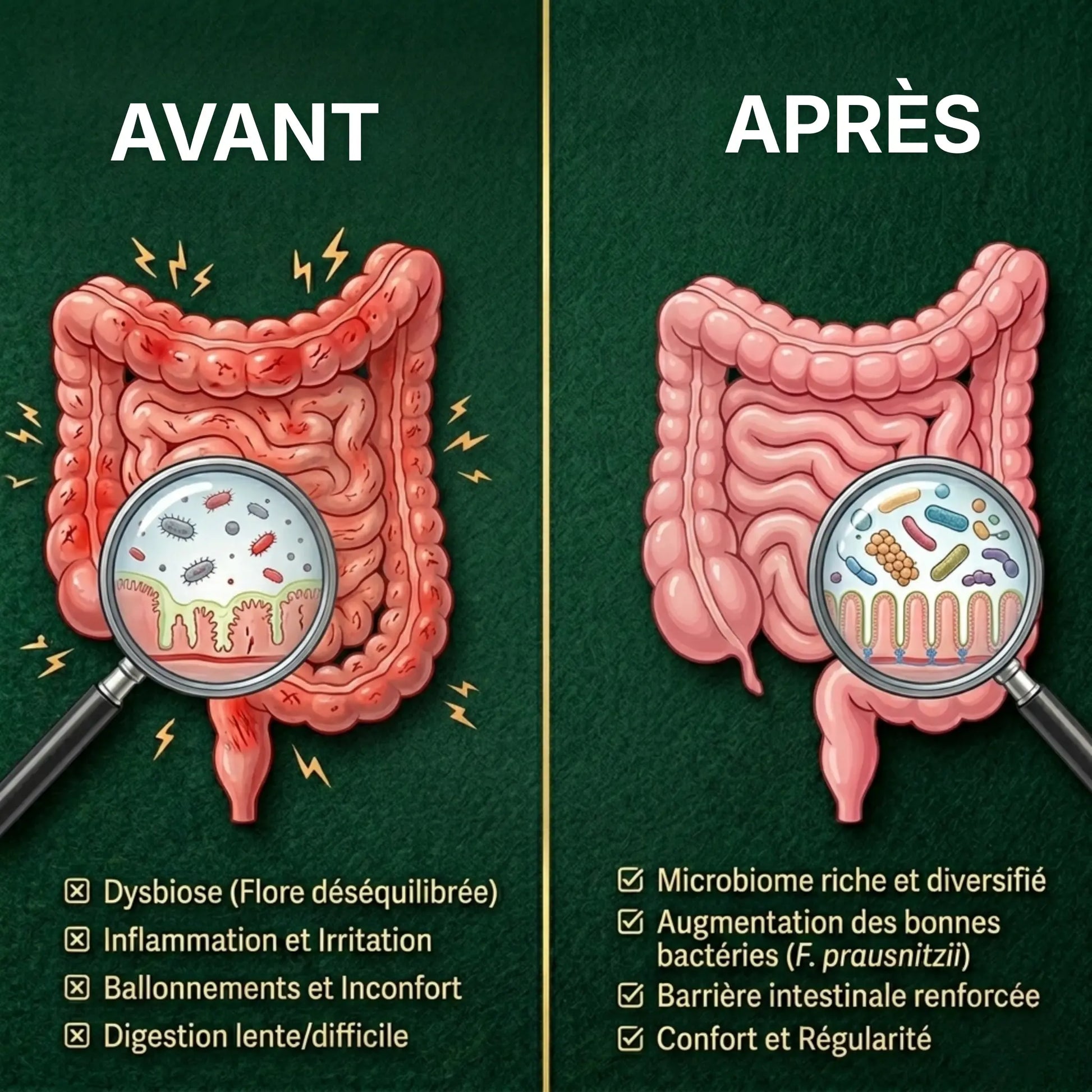 Avant après prise des probiotiques AQILA