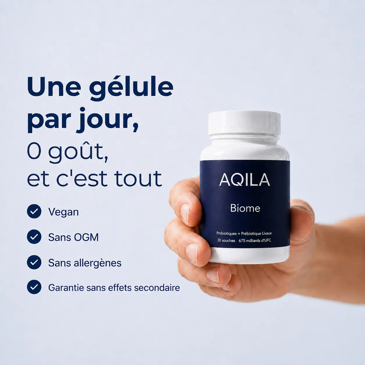 Flacon Biome d'AQILA vegan sans ogm et fabriqué en france 