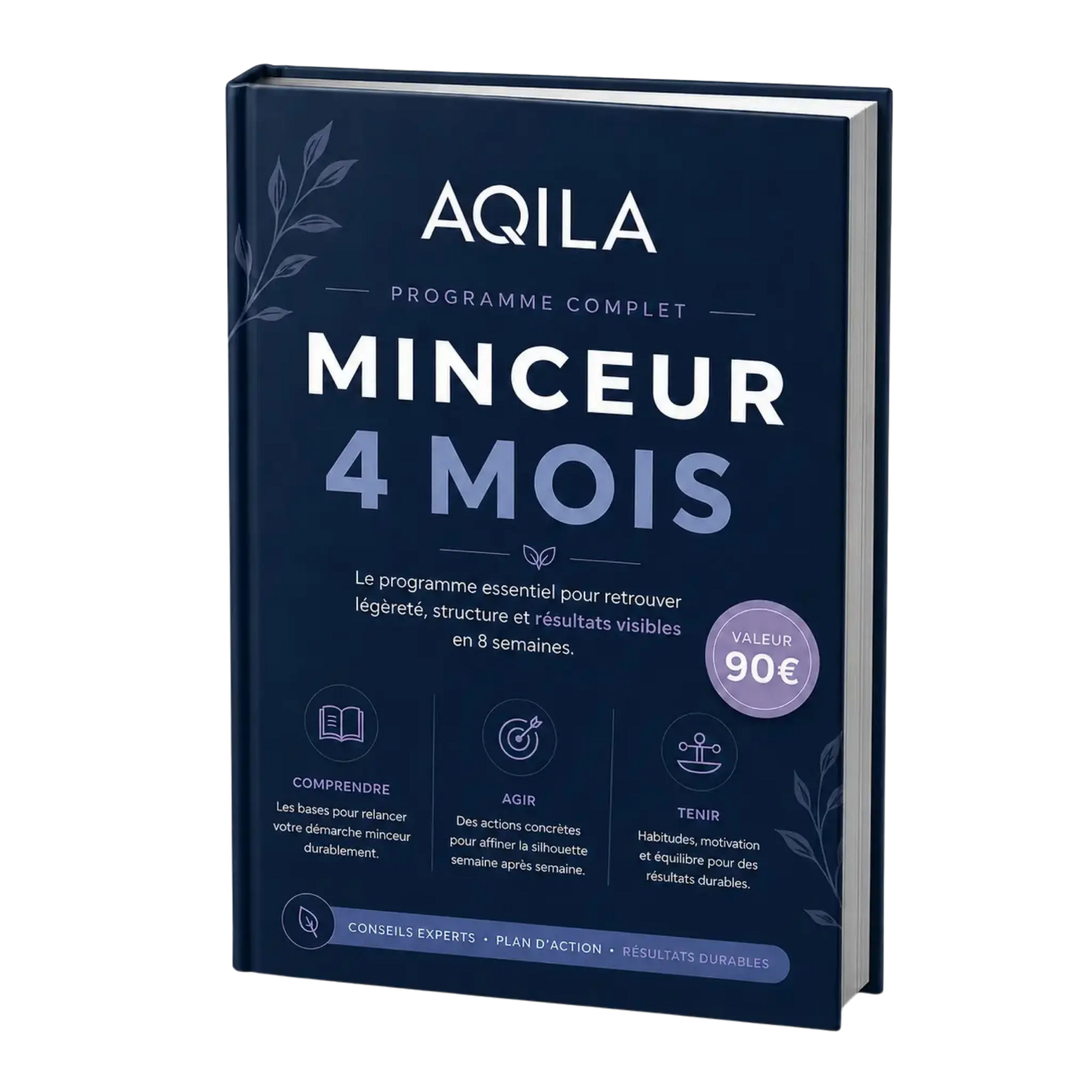 Couverture bleut nuit Programme Minceur AQILA sur fond blanc