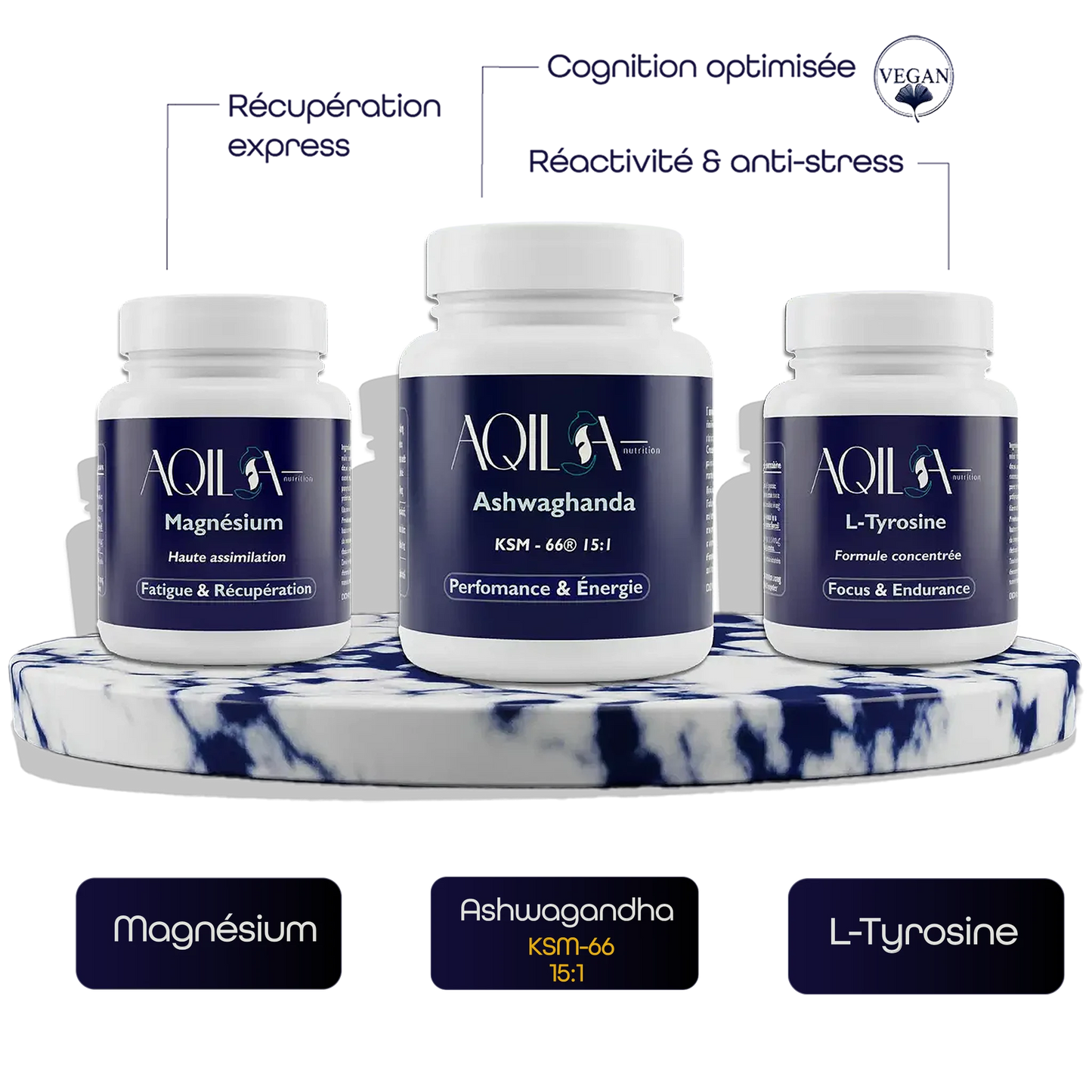 Cure Rythme Soutenu AQILA avec magnésium, ashwagandha et L-tyrosine pour récupération et gestion du stress